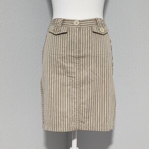 Vintage The Limited 100% Cotton Knee Length Beige Striped Pencil Skirt Size 0